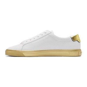 Saint Laurent White and Gold Andy Sneakers brand new